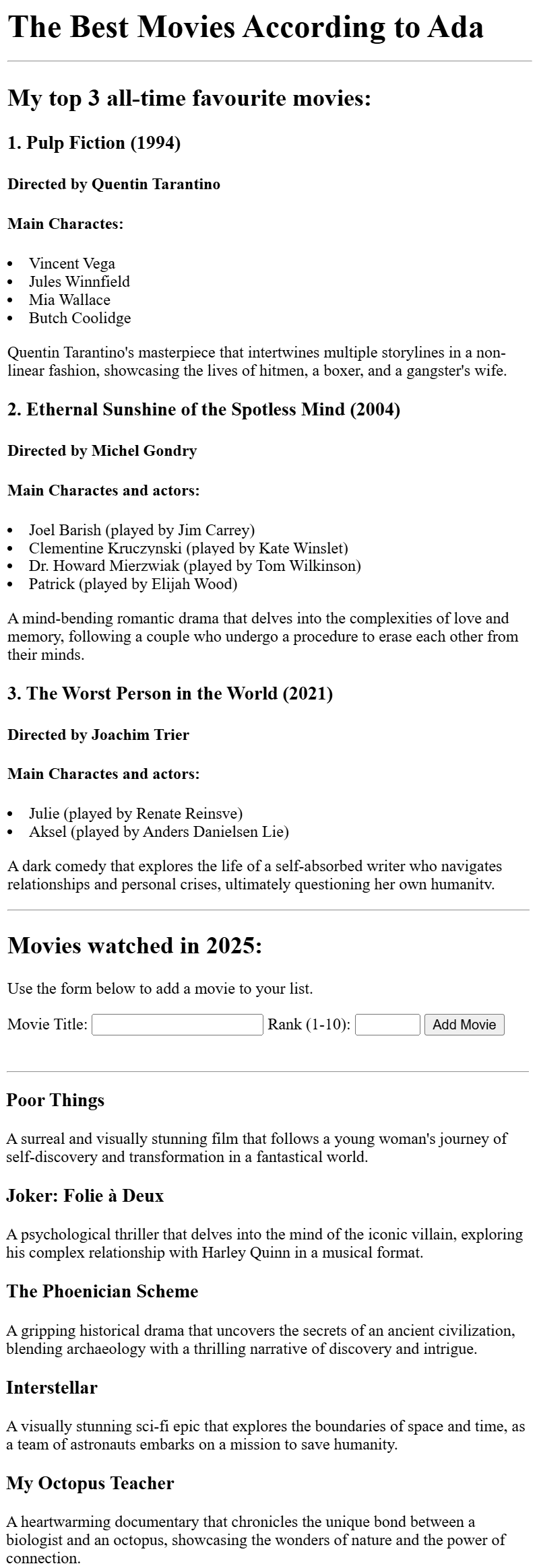 movie ranking project preview
